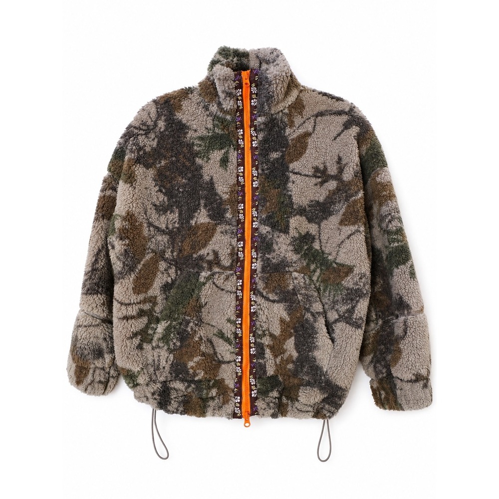 BDG Urban Outfitters Camo Sherpa Fleece Jacket Embroidered Trim Gorpcore XS
